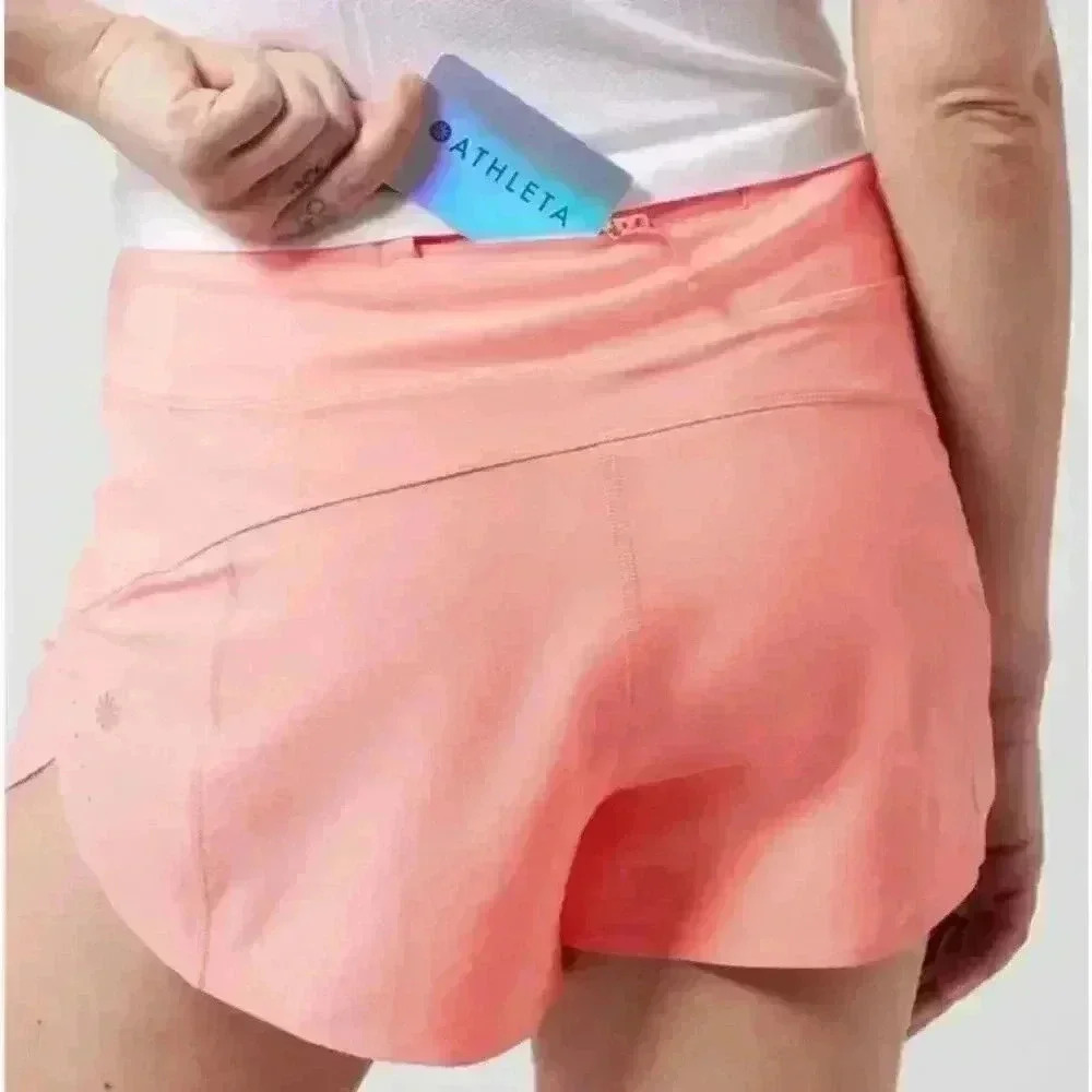 NWT Athleta  Women's High Rise Run with It 2.5" Shorts Peach Size XL